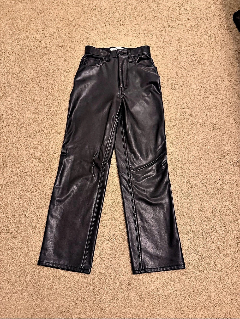 Abercrombie & Fitch The Ankle Straight Ultra High Rise Vegan Leather Pant Vegan